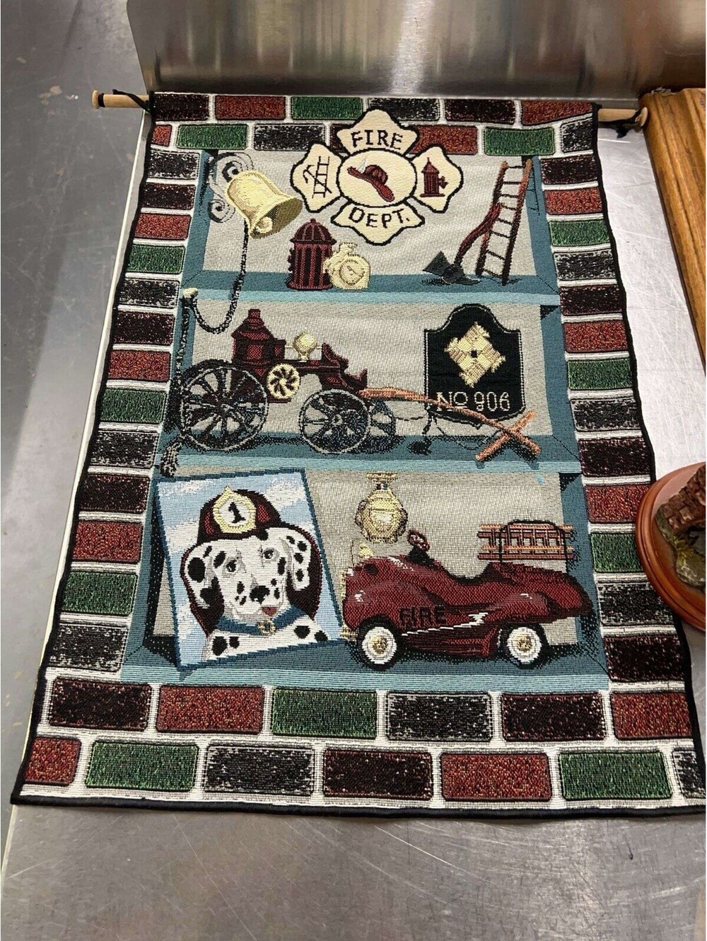 Firefighter Rescue Tapestry Fire Dept Wall Hanging Trucks Ladder Dalmation